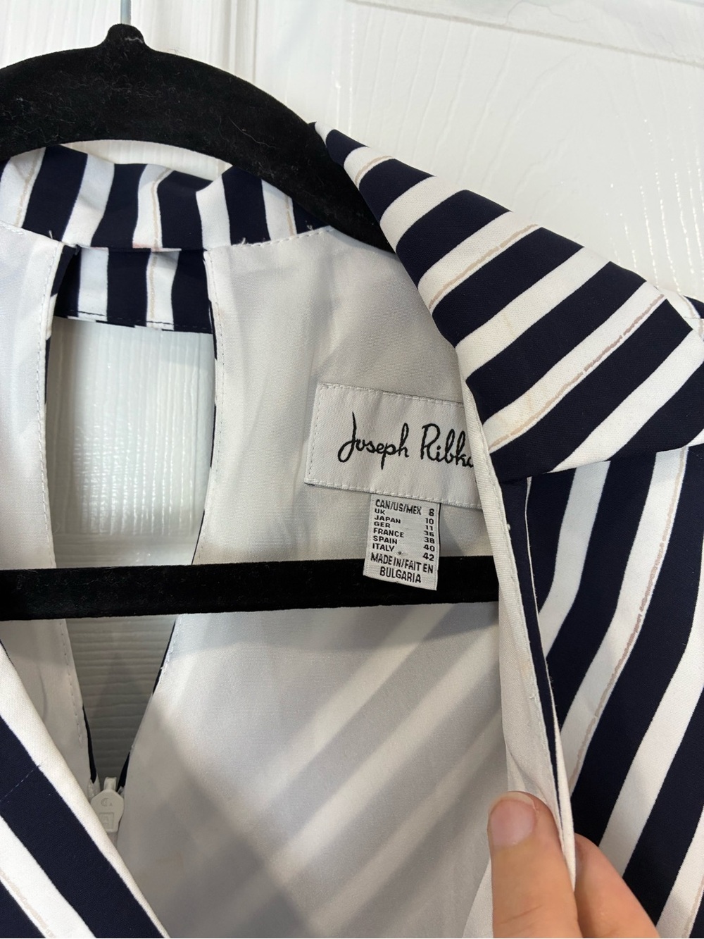Joseph Ribkoff Dress Navy White Striped Maxi Ring Detail Size Medium nautical - Picture 7 of 11
